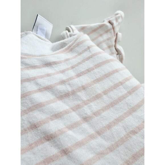 Girls' PETIT BATEAU White Pink Striped Cotton Jersey Tank Dress, Size 10 - Picture 3 of 13